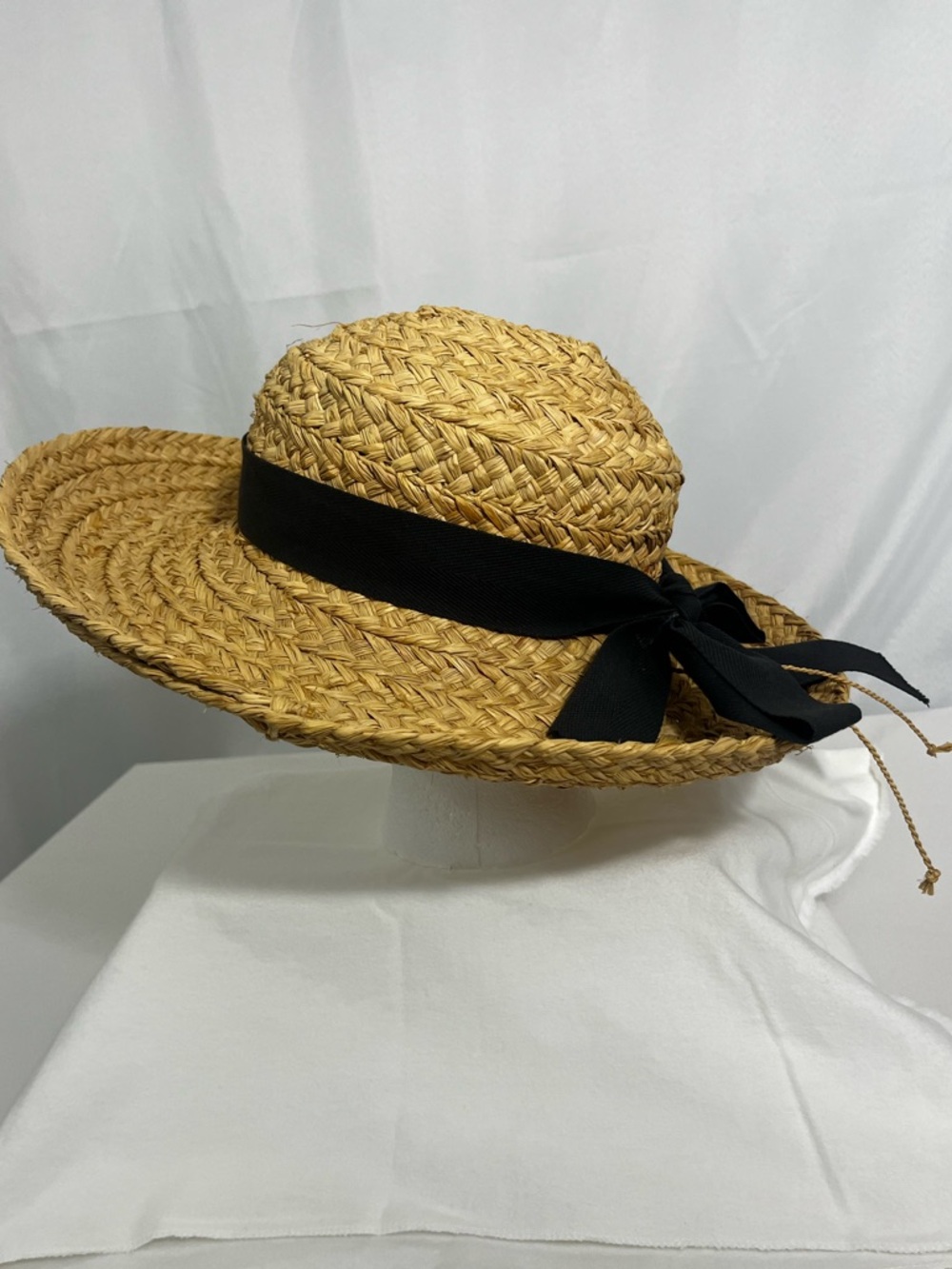 Helen Kaminski Classic 5 Woven Raffia Wide Brim Hat, Black Ribbon - Picture 7 of 15
